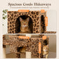 PAWZ Road 184cm Cat Tree for Indoor Cats, Leopard Print Cat Tower with Hammock Sisal-Covered Scratching Post & Pad, Spacious Hammock, Dual Condos, 2 Padded Perches, Dangling Balls, for Indoor Cats