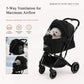 PAWZ Road 3-in-1 Pet Stroller, Foldable & Waterproof Dog/Cat Stroller with Breathable Mesh, Reversible Handle, 4 Wheels, Storage Basket & Dual Safety Leashes, Lightweight Travel Carrier for Daily Walking Outdoor, Black