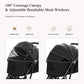 PAWZ Road 3-in-1 Pet Stroller, Foldable & Waterproof Dog/Cat Stroller with Breathable Mesh, Reversible Handle, 4 Wheels, Storage Basket & Dual Safety Leashes, Lightweight Travel Carrier for Daily Walking Outdoor, Black