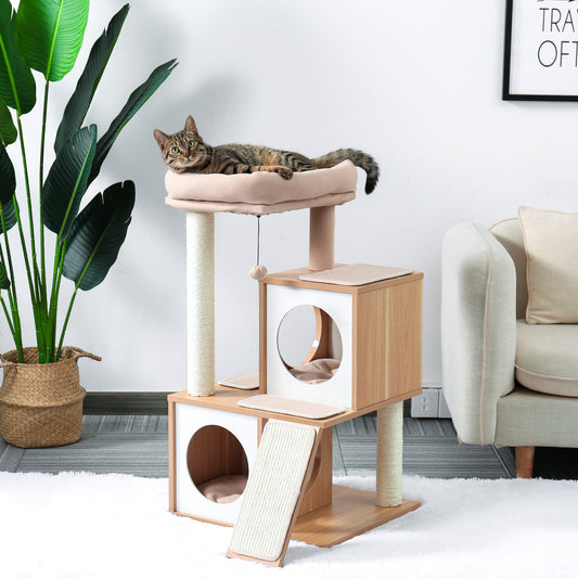 PAWZ Road 89cm Multi-Level Cat Tree Wooden Furniture Cat Home Beige