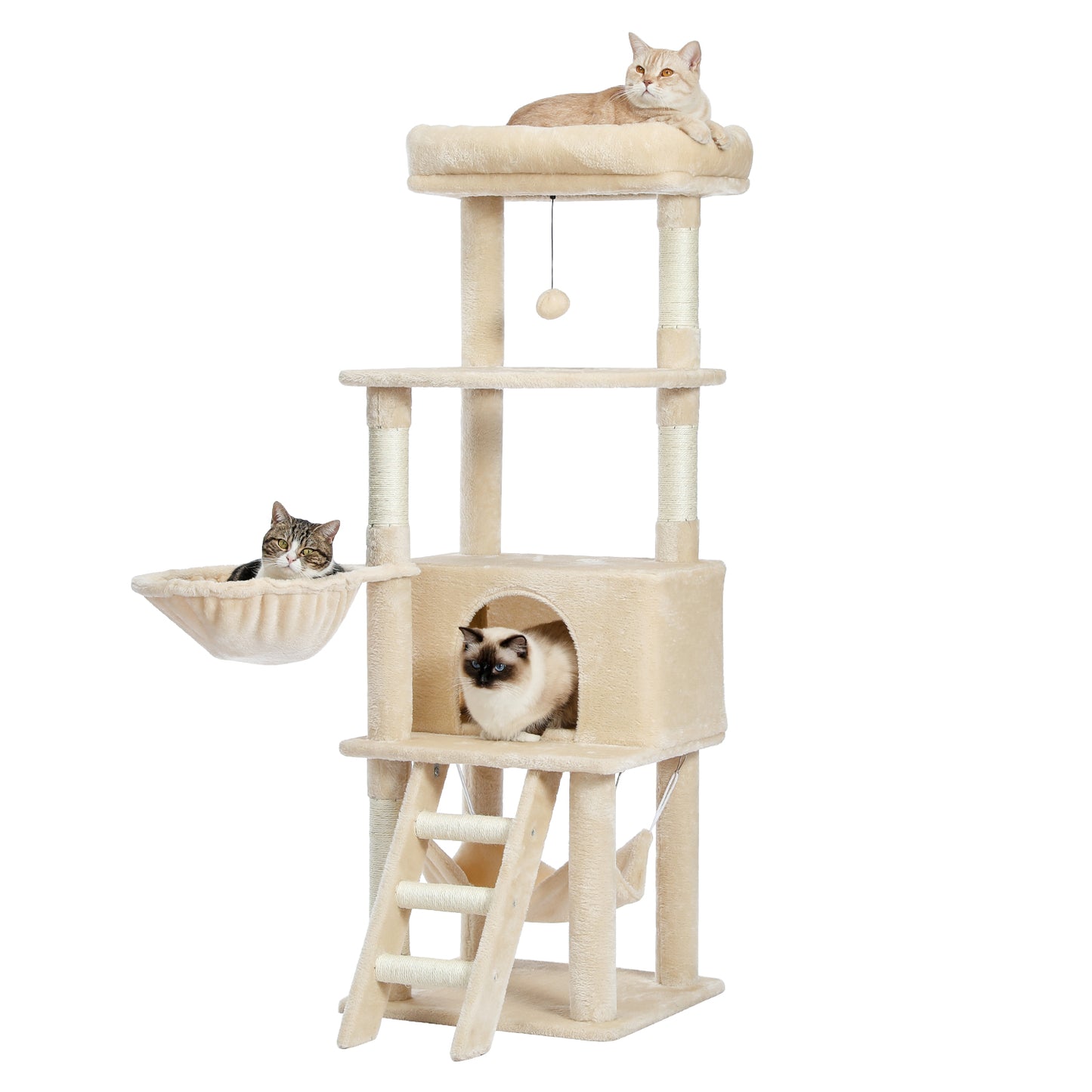 PAWZ Road Cat Tree Tower Scratching Post Scratcher Condo House Furniture 142cm Beige