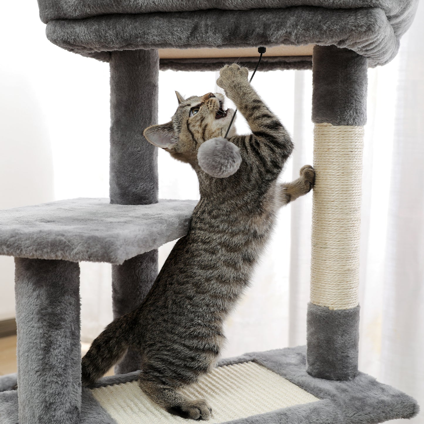 PAWZ Road Cat Tree Scratching Post Scratcher Tower Condo House Furniture 112cm Grey