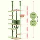 PAWZ Road Cat Tree Tower Scratching Post Floor to Ceiling Height Adjustable Cat Condo Bed Green