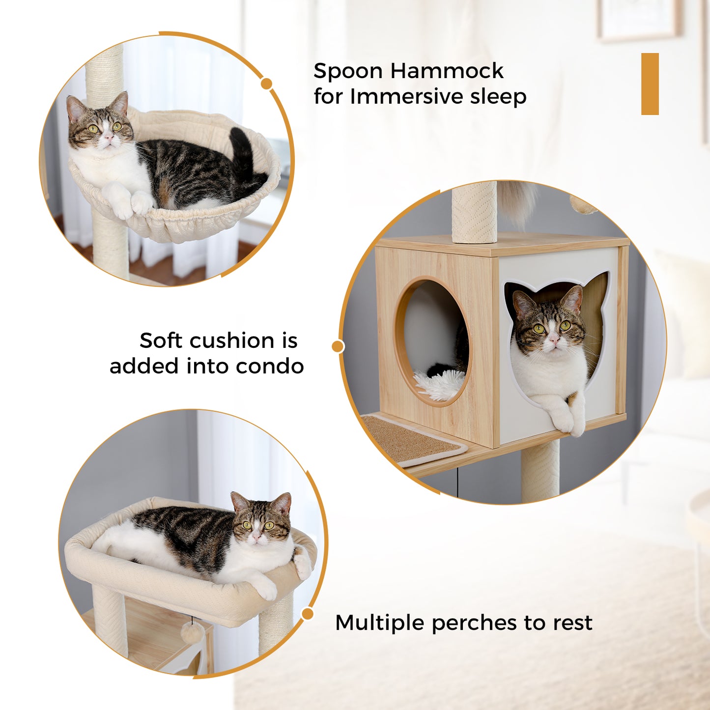 PAWZ Road Cat Tree Enclosure Cat Scratching Post Scratcher Tower Condo Cat Washroom Litter Box Beige
