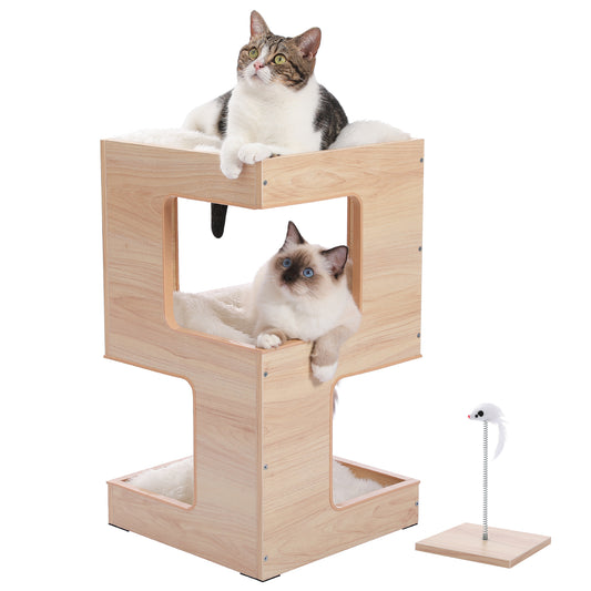 PAWZ Road Cat Tree Bed Bedside Tables Tower Condo House Scratcher Furniture Toy Beige
