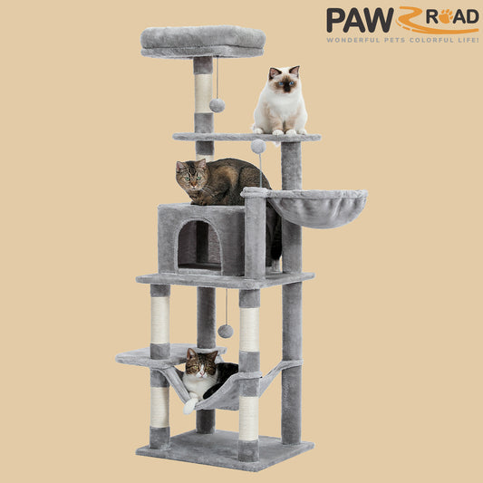 PAWZ Road Cat Tree Tower Scratching Post Scratcher Bed House for Large Cat 150cm Grey