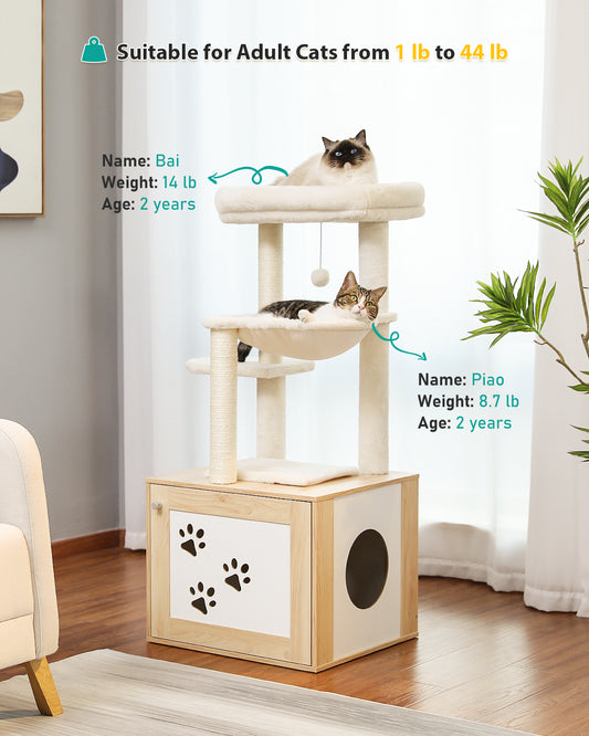 PAWZ Road Cat Tree Tower Scratching Post Cat Litter Box Enclosure Bed Furniture Beige