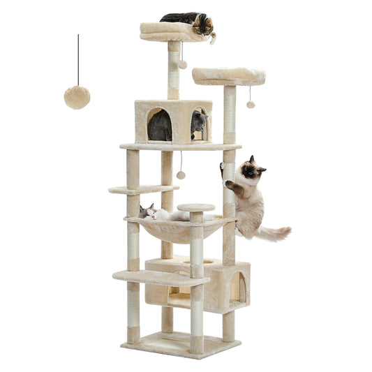 PAWZ Road Cat Tree Tower Scratching Post Scratcher Condo House Cat Bed Toy 184cm Beige