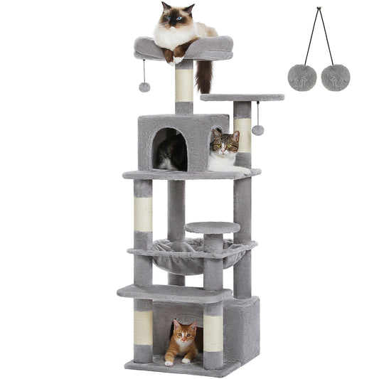 PAWZ Road Cat Tree Tower Scratching Post Scratcher Condo House Bed Toys 136cm Grey