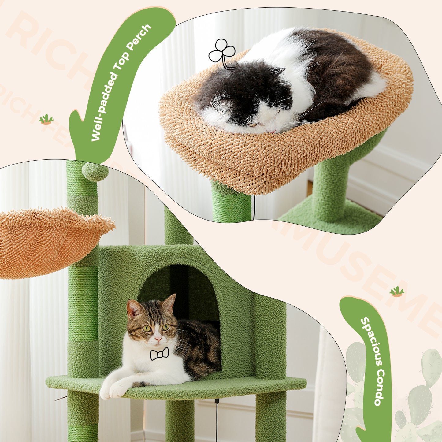 PAWZ Road 107cm Cat Tree Tower Scratching Posts Condo House Furniture for Indoor Cats