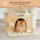 PAWZ Road Plush Cat Tree, 83cm Cat Tower with Cozy Hammock, Pet Furniture Natural Sisal Scratching Posts, Spacious Plush Perch, Large Cat Condo, Dingdang Balls for Indoor Cats, Beige