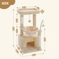 PAWZ Road Plush Cat Tree, 83cm Cat Tower with Cozy Hammock, Pet Furniture Natural Sisal Scratching Posts, Spacious Plush Perch, Large Cat Condo, Dingdang Balls for Indoor Cats, Beige