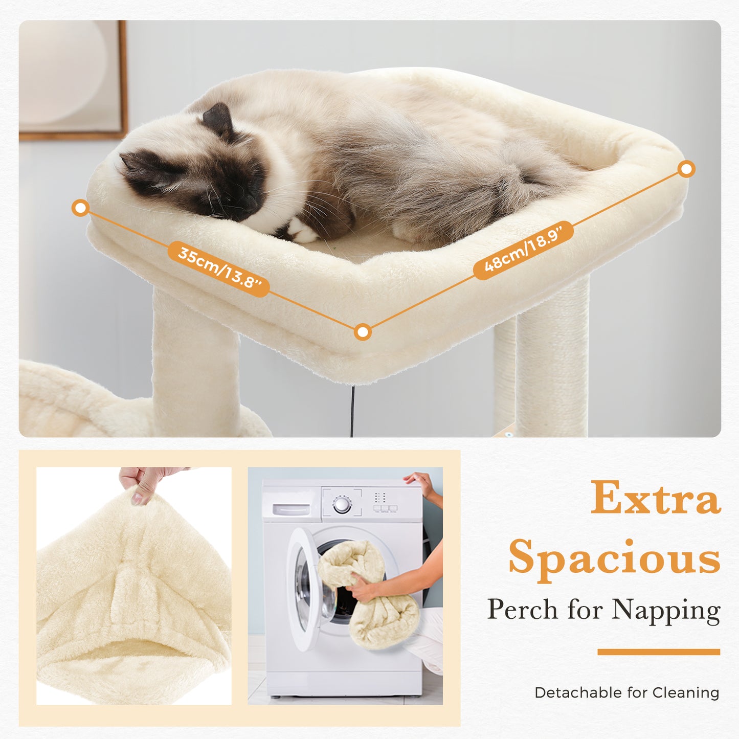 PAWZ Road Cat Tree Tower Scratching Post Wood Condo House Scracher Bed Toy 130cm Beige
