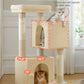 PAWZ Road 110cm Cat Tree Tower Scratching Post Scratcher with Large Condo House Beds for Large Cats Beige
