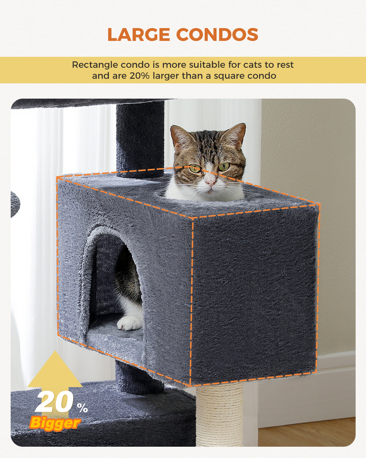 thumbnail image 2 of PAWZ Road Multi-Level Cat Tree Tower Scratching Posts With 2 Condos Ball 62/71 2 of 6