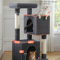 PAWZ Road 110cm Cat Tree Tower Scratching Post Scratcher with Large Condo House Beds for Large Cats Dark Grey