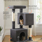 PAWZ Road 110cm Cat Tree Tower Scratching Post Scratcher with Large Condo House Beds for Large Cats Dark Grey
