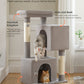 PAWZ Road 110cm Cat Tree Tower Scratching Post Scratcher with Large Condo House Beds for Large Cats Light Grey
