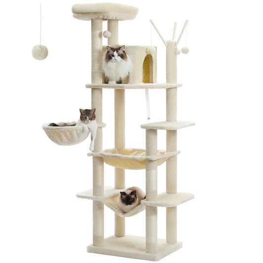 PAWZ Road 175CM Cat Tree Scratching Post Scratcher Cat Tower Condo House Furniture Bed Beige