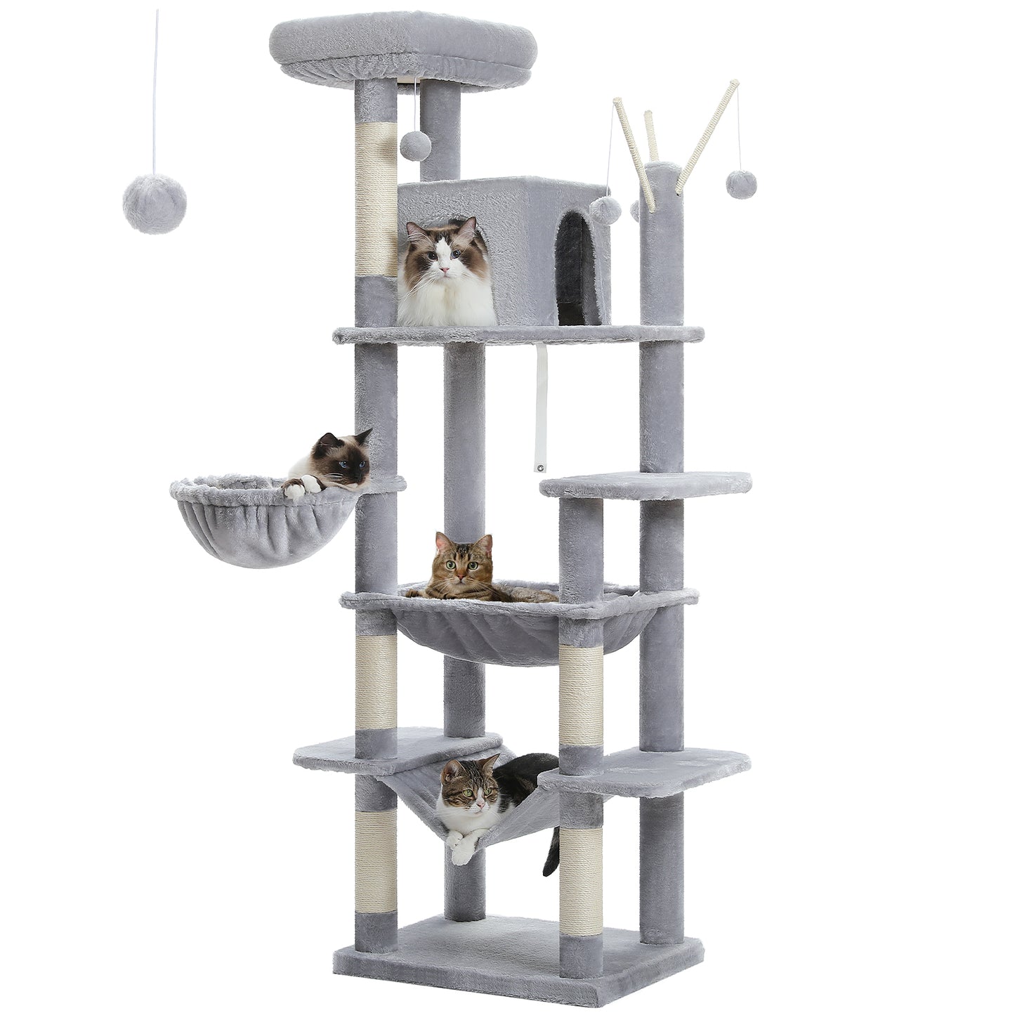 PAWZ Road 175CM Cat Tree Scratching Post Scratcher Cat Tower Condo House Furniture Bed Grey