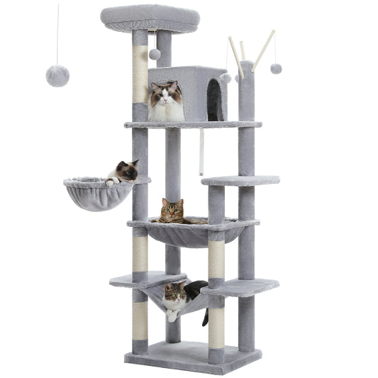 PAWZ Road 175CM Cat Tree Scratching Post Scratcher Cat Tower Condo House Furniture Bed Grey