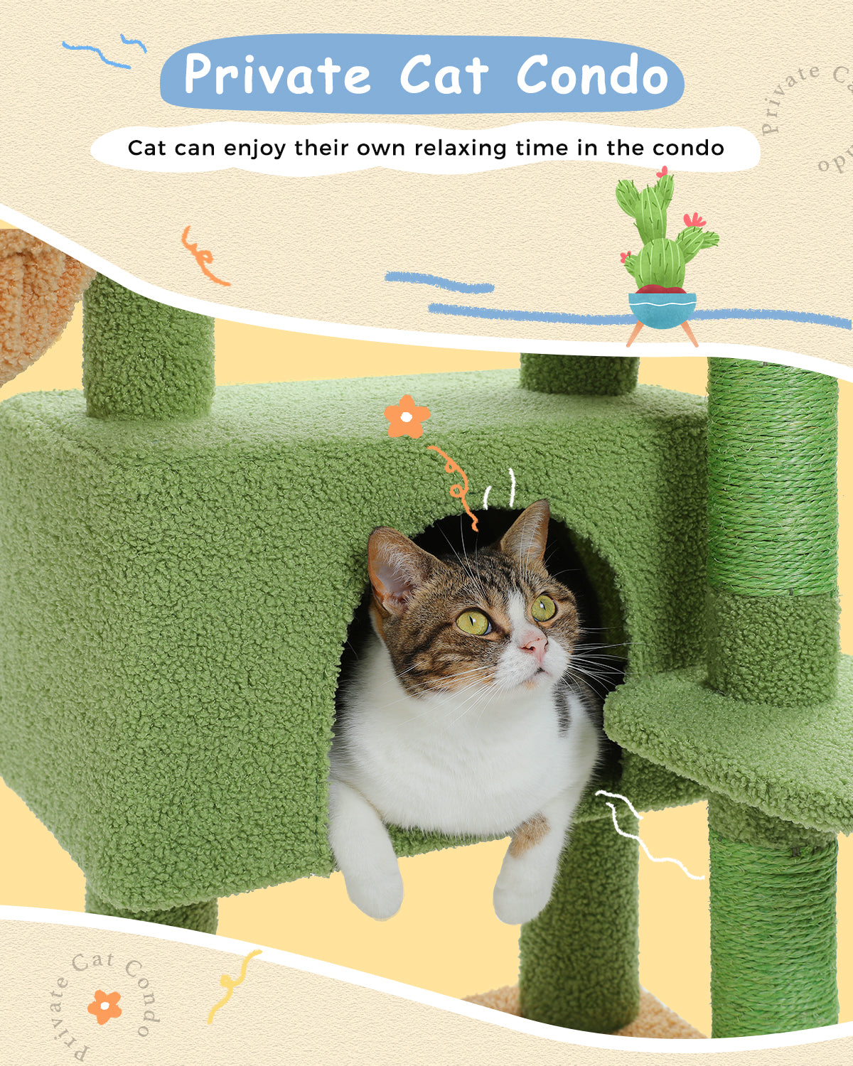 PAWZ Road 88cm Cat Tree Tower Sisal Scratching Posts Hammock Condo House Kitten Toys Green