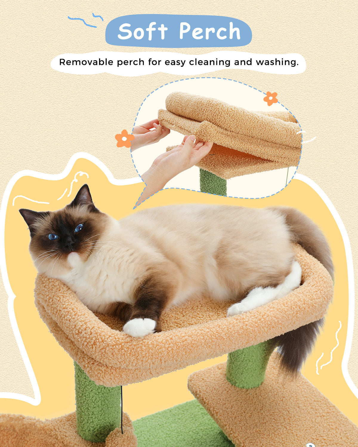 PAWZ Road 88cm Cat Tree Tower Sisal Scratching Posts Hammock Condo House Kitten Toys Green