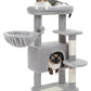 PAWZ Road 88cm Cat Tree Tower Sisal Scratching Posts Hammock Condo House Kitten Toys Grey