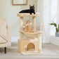 PAWZ Road Plush Cat Tree, 83cm Cat Tower with Cozy Hammock, Pet Furniture Natural Sisal Scratching Posts, Spacious Plush Perch, Large Cat Condo, Dingdang Balls for Indoor Cats, Beige