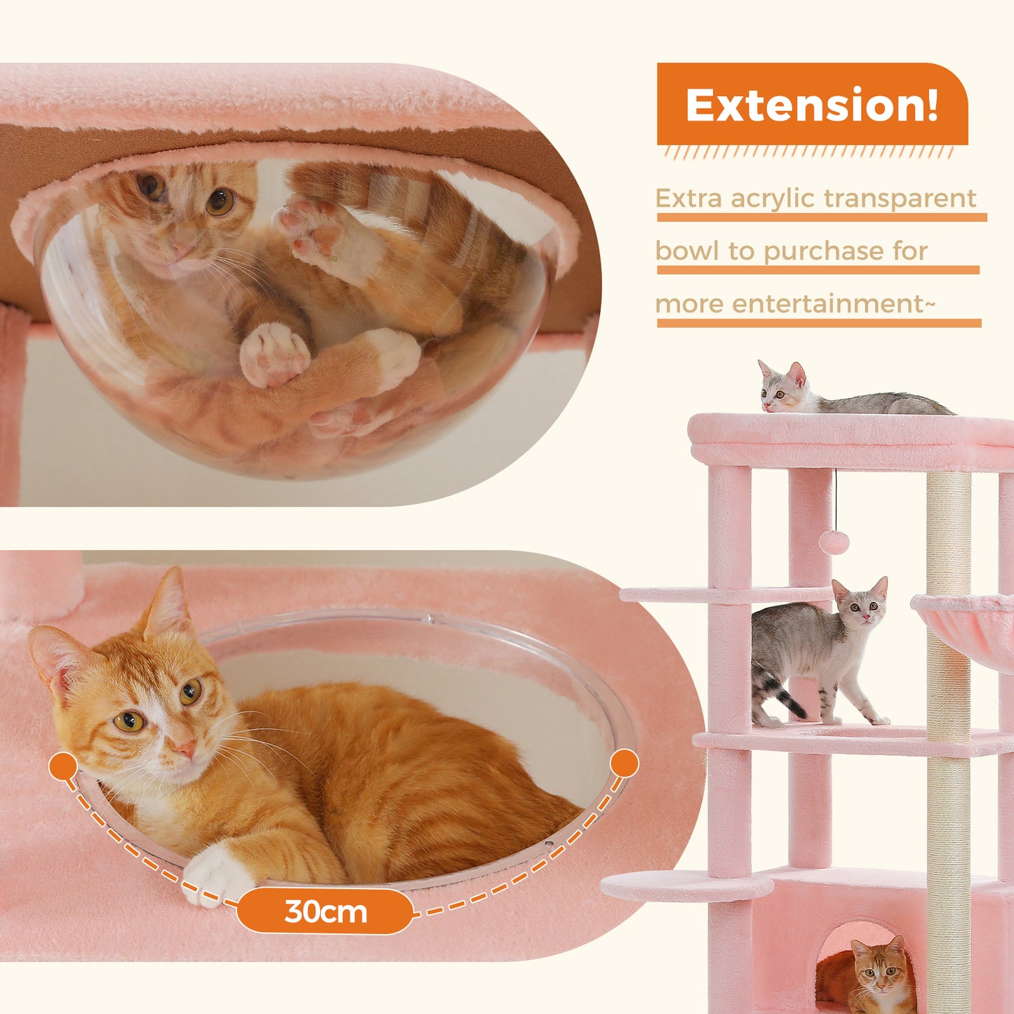 PAWZ Road 170cm Cat Tree Tower Scratching Post Scratcher Large Cats Condo House Light Pink