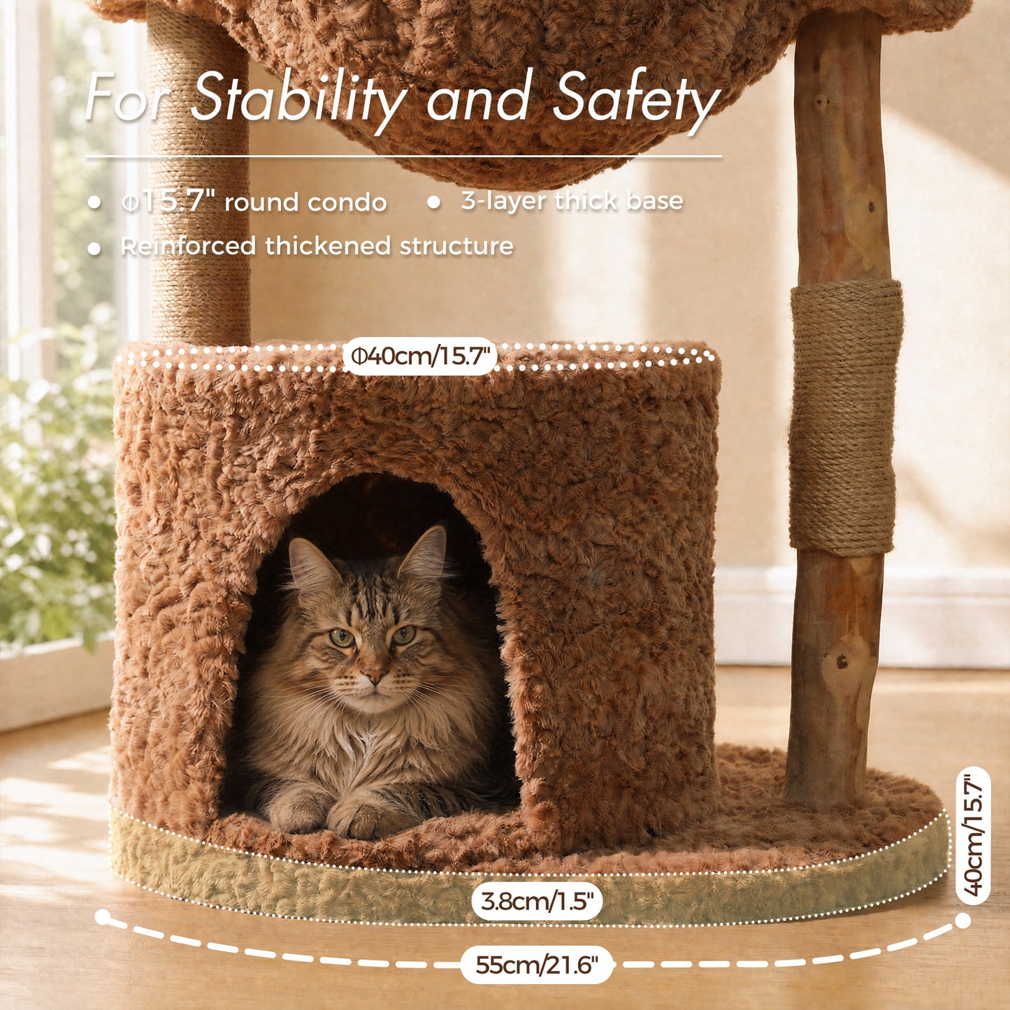 PAWZ Road Modern 105cm Cat Tree Tower Real Wood Cat Scratching Post with Large Hammock