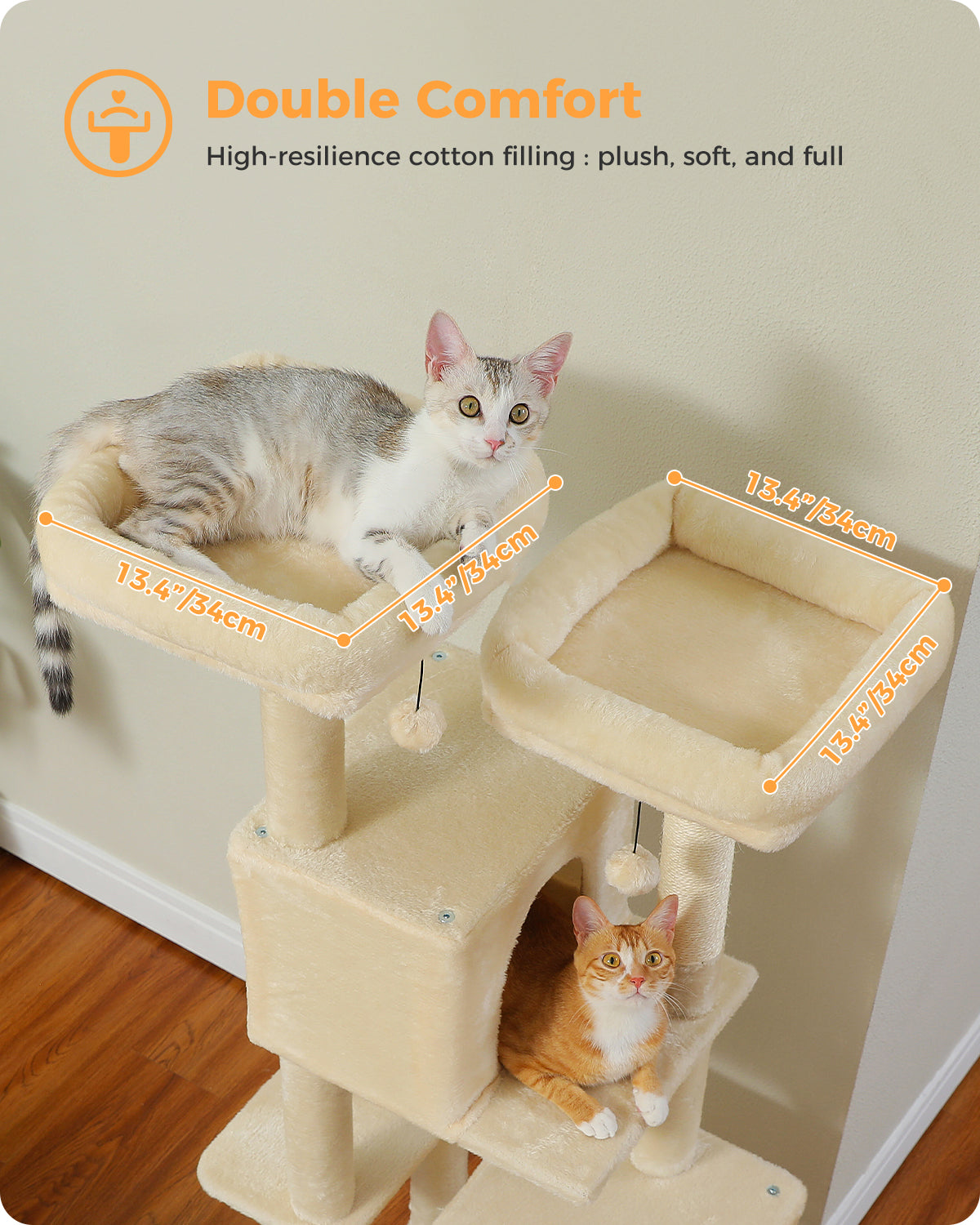 PAWZ Road 133cm Cat Tree Tower Condo Scratching Post Scratcher House for Large Cats Beige
