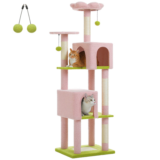 PAWZ Road 157cm Cat Tree Tower Scratching Post Scratcher Condo House Furniture Pink