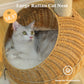 PAWZ Road Modern Cat Tree 46” Cat Dinosaur Tower with Scratching Post, Large Rattan Cats House in 18” Diameter, Wicker Cats Bed with Removable Mat