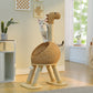 PAWZ Road Modern Cat Tree 46” Cat Dinosaur Tower with Scratching Post, Large Rattan Cats House in 18” Diameter, Wicker Cats Bed with Removable Mat