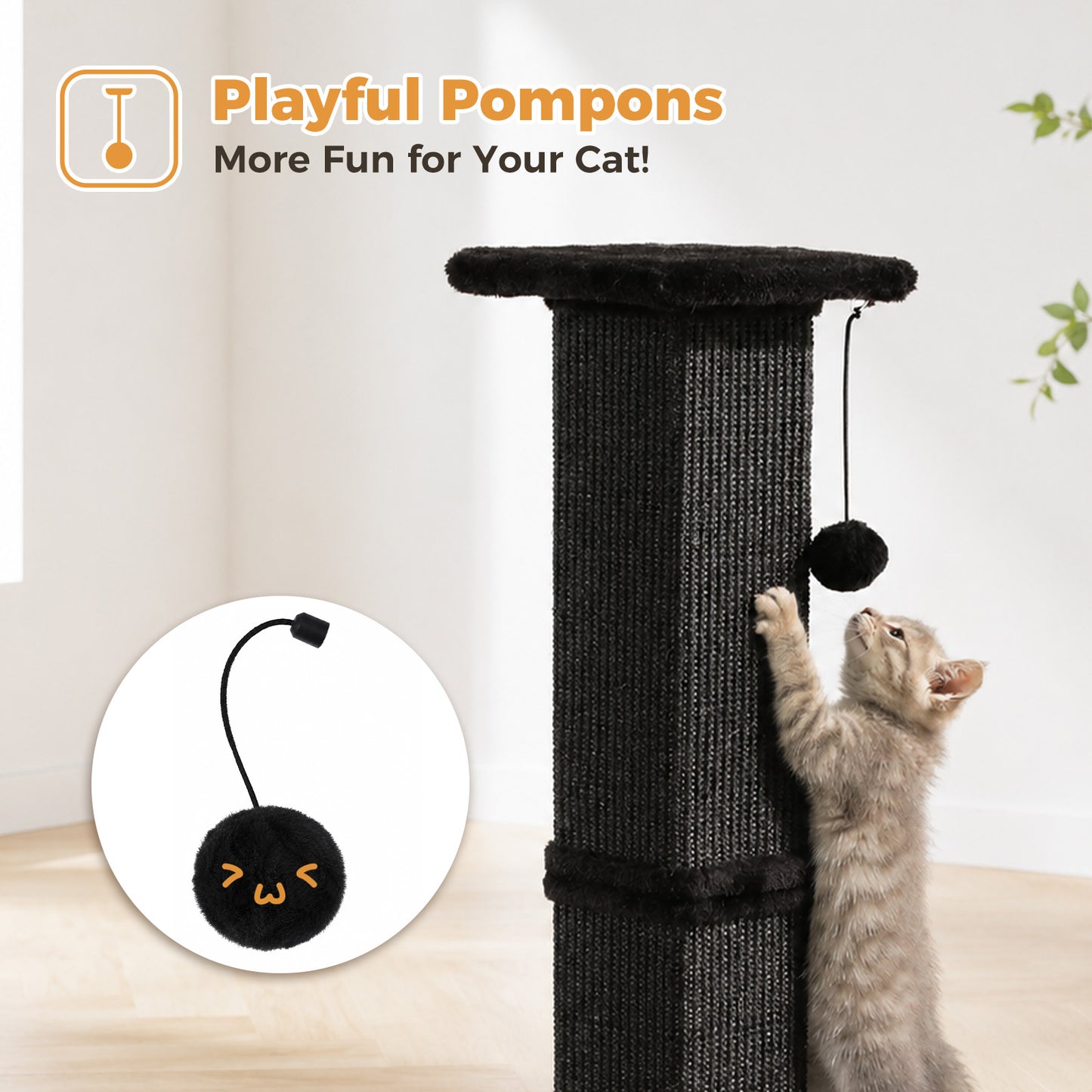 PAWZ Road 82cm Cat Tree Scratching Post Tower Sturdy Board Gym Furniture Fun Toys Black