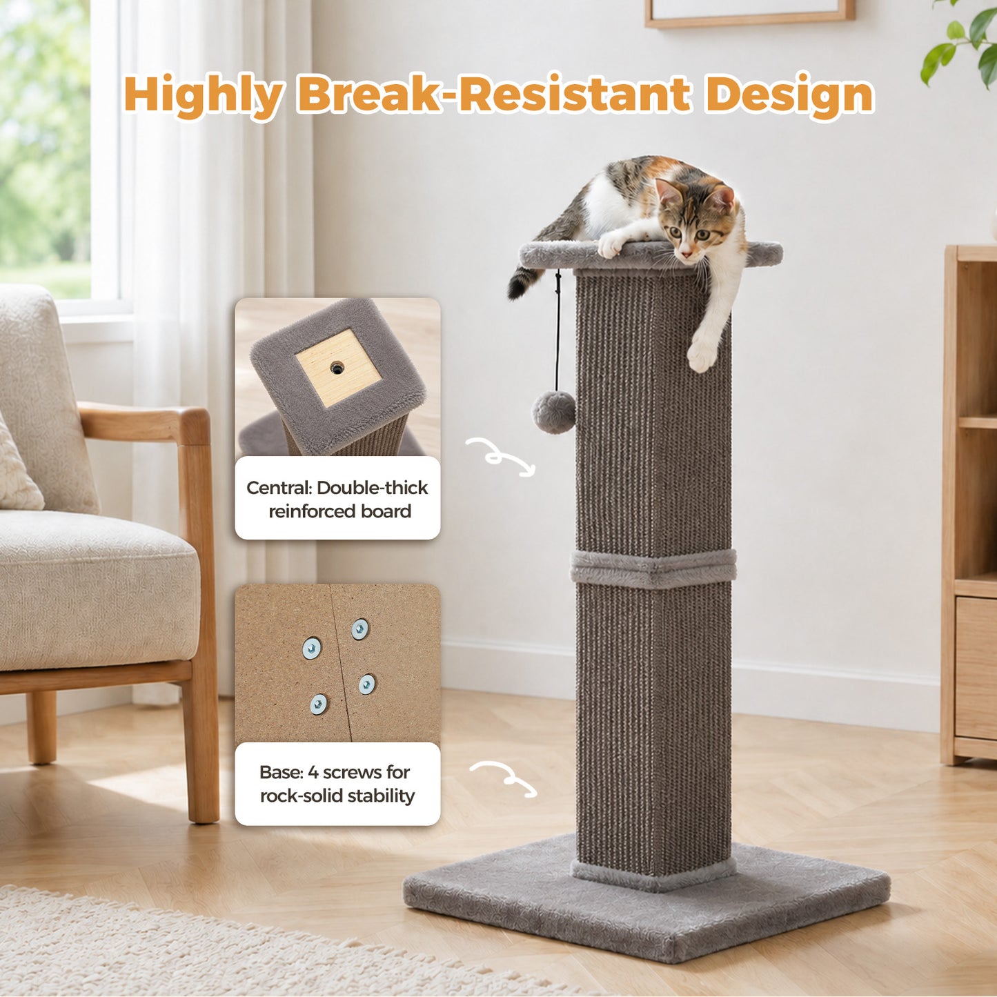 PAWZ Road 82cm Cat Tree Scratching Post Tower Sturdy Board Gym Furniture Fun Toys Dark Grey