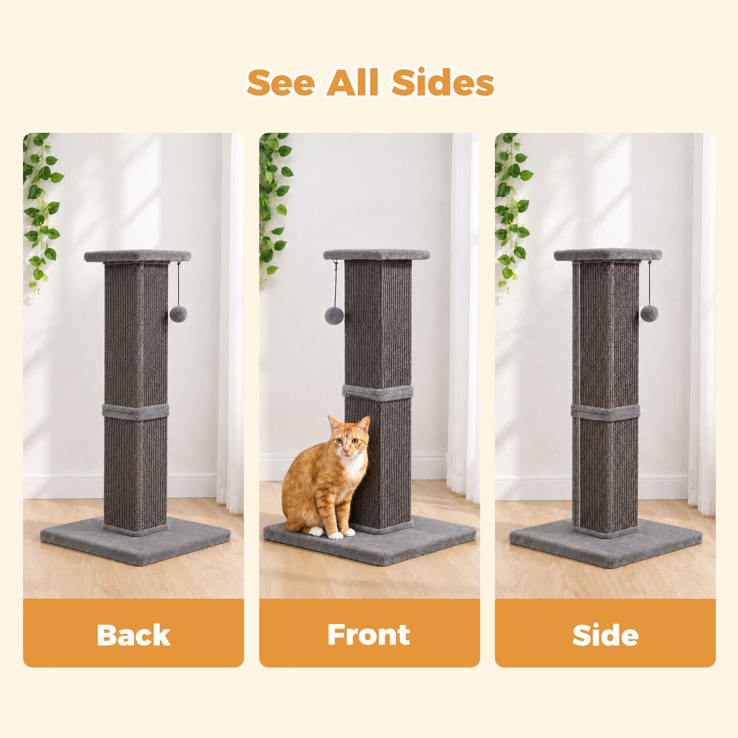 PAWZ Road 82cm Cat Tree Scratching Post Tower Sturdy Board Gym Furniture Fun Toys Dark Grey