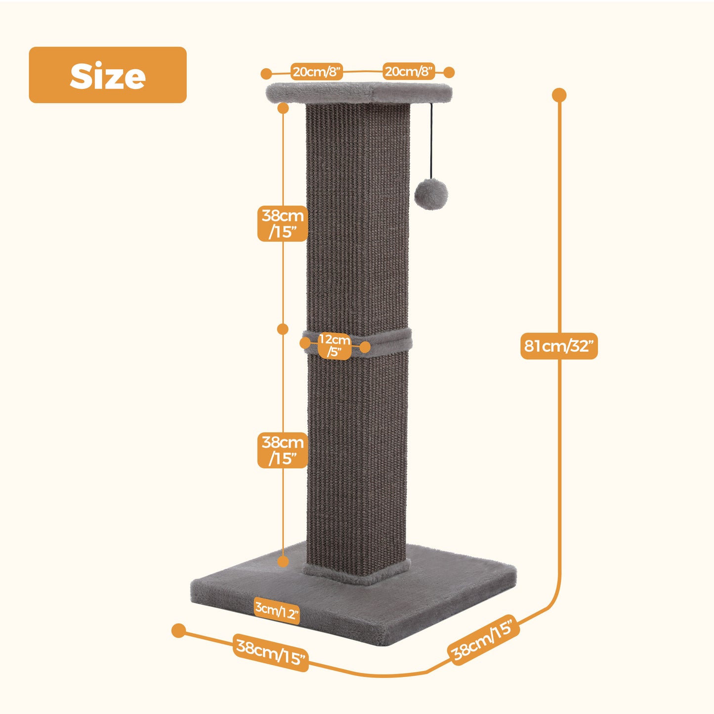 PAWZ Road 82cm Cat Tree Scratching Post Tower Sturdy Board Gym Furniture Fun Toys Dark Grey