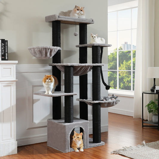 PAWZ Road Large Cat Tree Heavy Duty Cat Tower Scratching Post Condo House 170cm Black