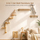 PAWZ Road Cat Wall Shelves, Wooden Cat Wall Mounted with Scratching Posts, 5-in-1 Modern Climbing Set with Scratcher Pads & 4 Steps Climbing Rops for Indoor Cats, Beige