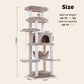 PAWZ Road 185cm Tall Cat Tree, Multi-Level Cat Tower for Large Indoor Cats Soft Long Plush Material, 2 Large Perches, Sisal-Covered Scratching Post, Hanging Hammock, Private Condo, Removable Bed, Brown