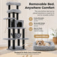 PAWZ Road 185cm Tall Cat Tree, Multi-Level Cat Tower for Large Indoor Cats Soft Long Plush Material, 2 Large Perches, Sisal-Covered Scratching Post, Hanging Hammock, Private Condo, Removable Bed, Grey