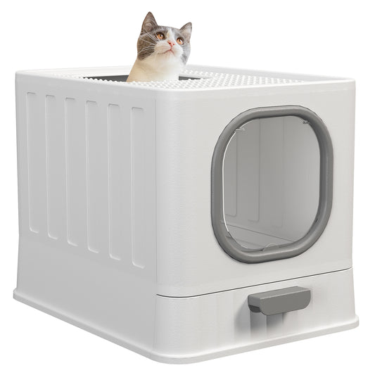 PAWZ Road Cat Litter Box Enclosed Large Kitty Toilet Hooded Tray Ordor Proof Grey