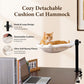 PAWZ Road Cat Desk Bed for Indoor Cats, Round Cat Bed for Desk Supports Up to 50 lbs, 360° Rotation & Adjustable Soft Plush Hammock for Table, Beige/ Grey