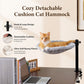 PAWZ Road Cat Desk Bed for Indoor Cats, Round Cat Bed for Desk Supports Up to 50 lbs, 360° Rotation & Adjustable Soft Plush Hammock for Table, Beige/ Grey