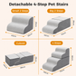 PAWZ Road Dog Stair for Small Dog and Cat, 4-Steps Pet Ramp for Bed & Couch, 50cm Heigh, Anti-Slip Bottom, 30D Foam-Filled, Separable Design, Machine Washable Cover, Pets Friendly, Grey