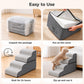 PAWZ Road Dog Stair for Small Dog and Cat, 4-Steps Pet Ramp for Bed & Couch, 50cm Heigh, Anti-Slip Bottom, 30D Foam-Filled, Separable Design, Machine Washable Cover, Pets Friendly, Grey