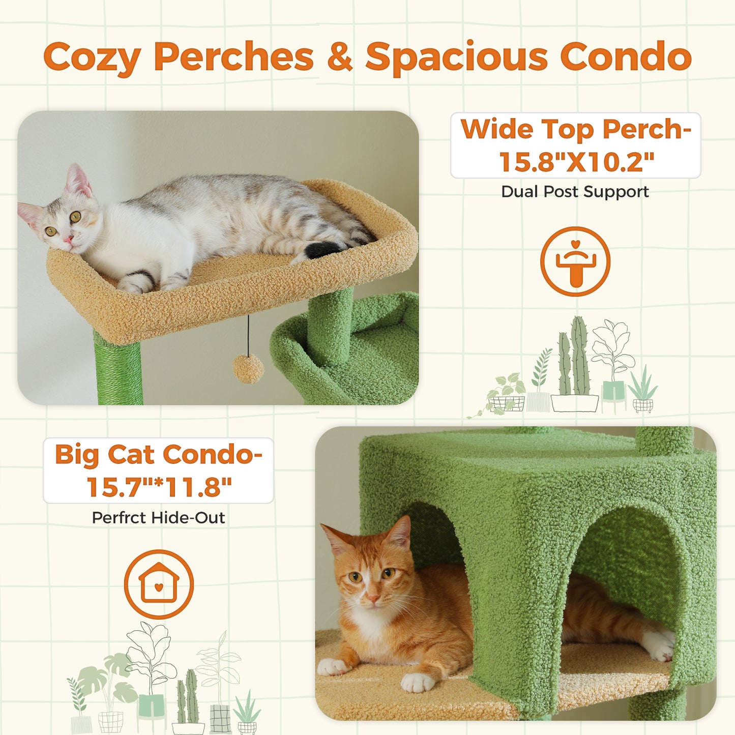 PAWZ Road 175cm Cat Tree Tower Scratching Post Scratcher Condo House Furniture Green
