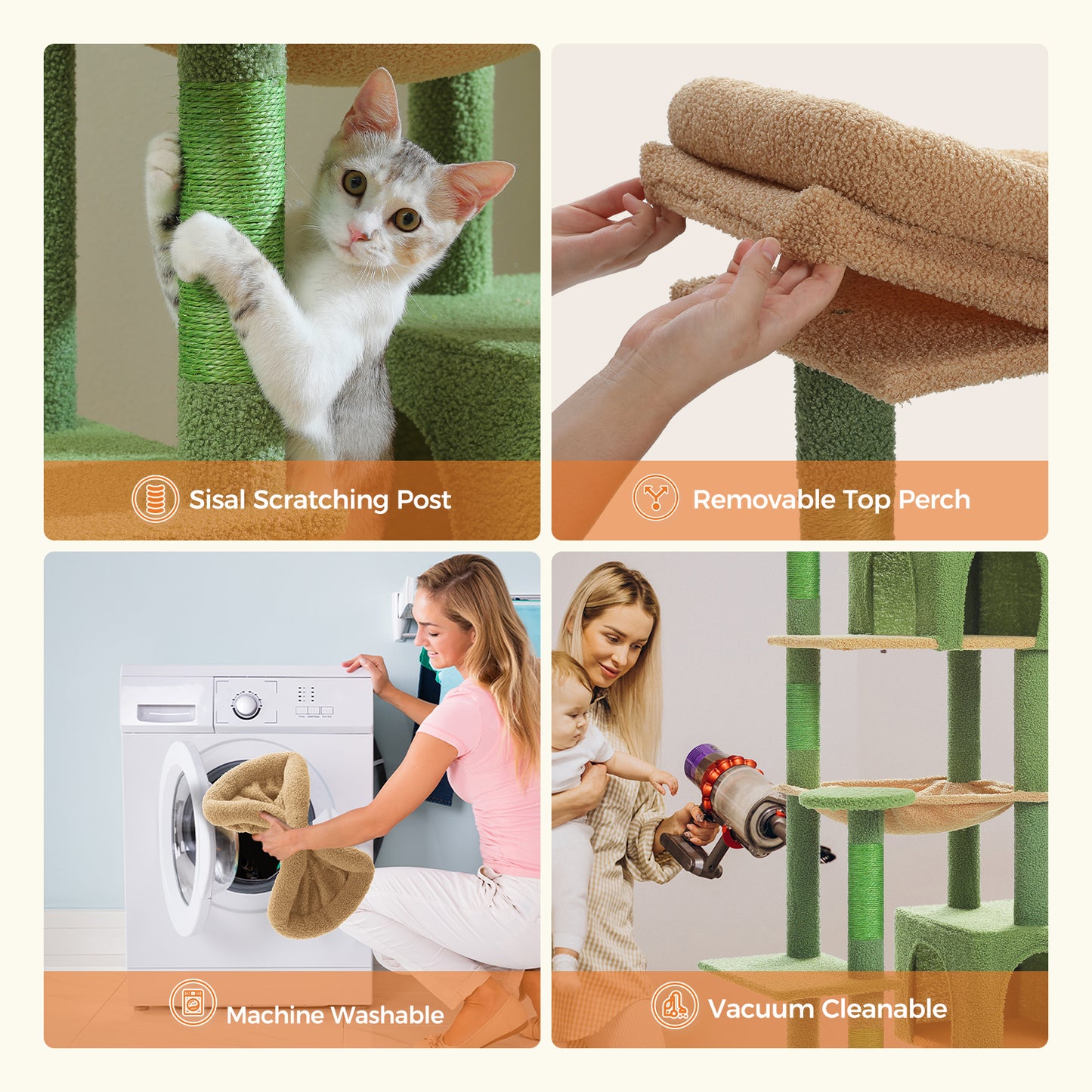 PAWZ Road 175cm Cat Tree Tower Scratching Post Scratcher Condo House Furniture Green